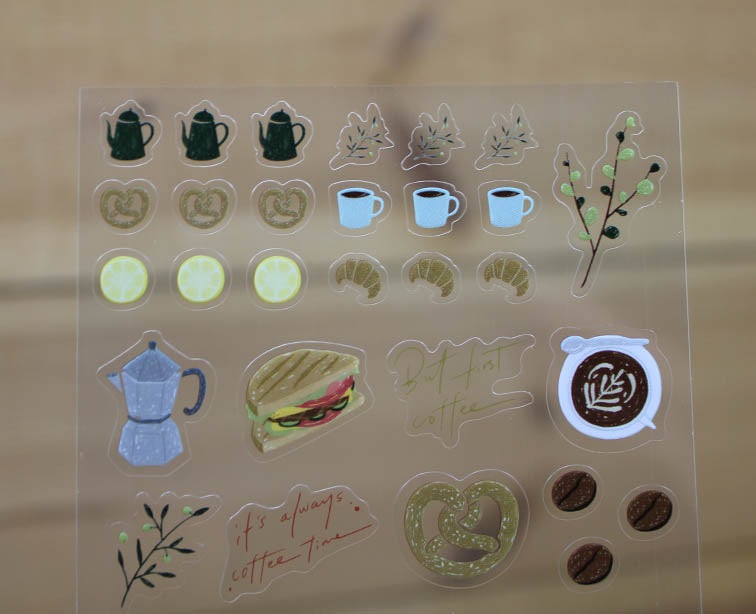 Mandie and Friends Coffee Time Transparent Sticker Shee