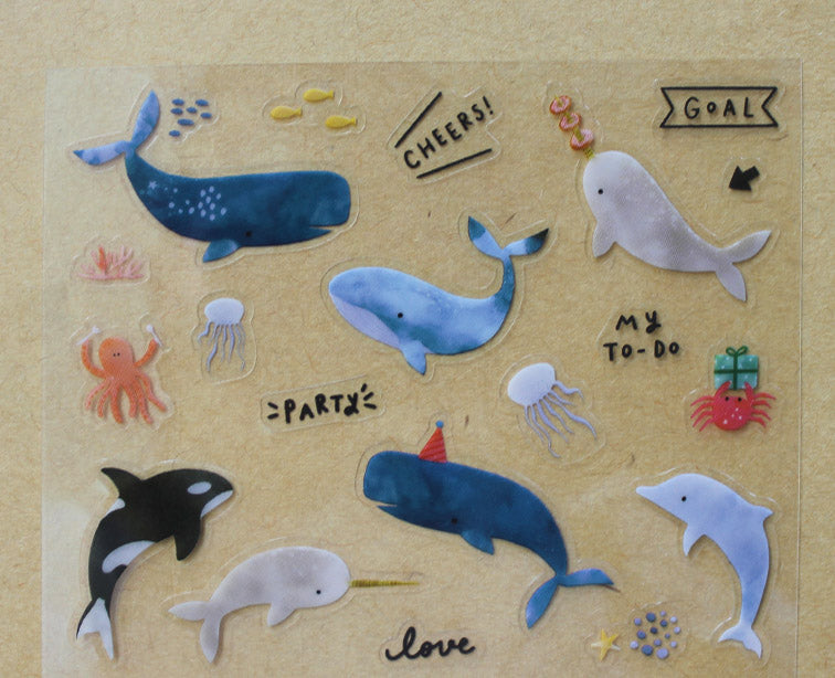 Cindy Chu Illustration Whale Planner Transparent Sticker Sheet
