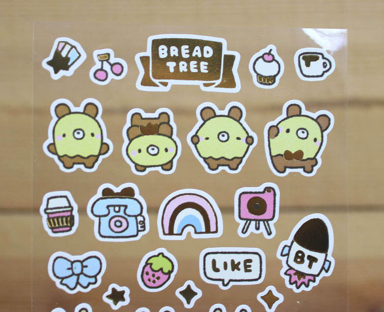 Bread Tree Sticker Sheet Gold Foiled