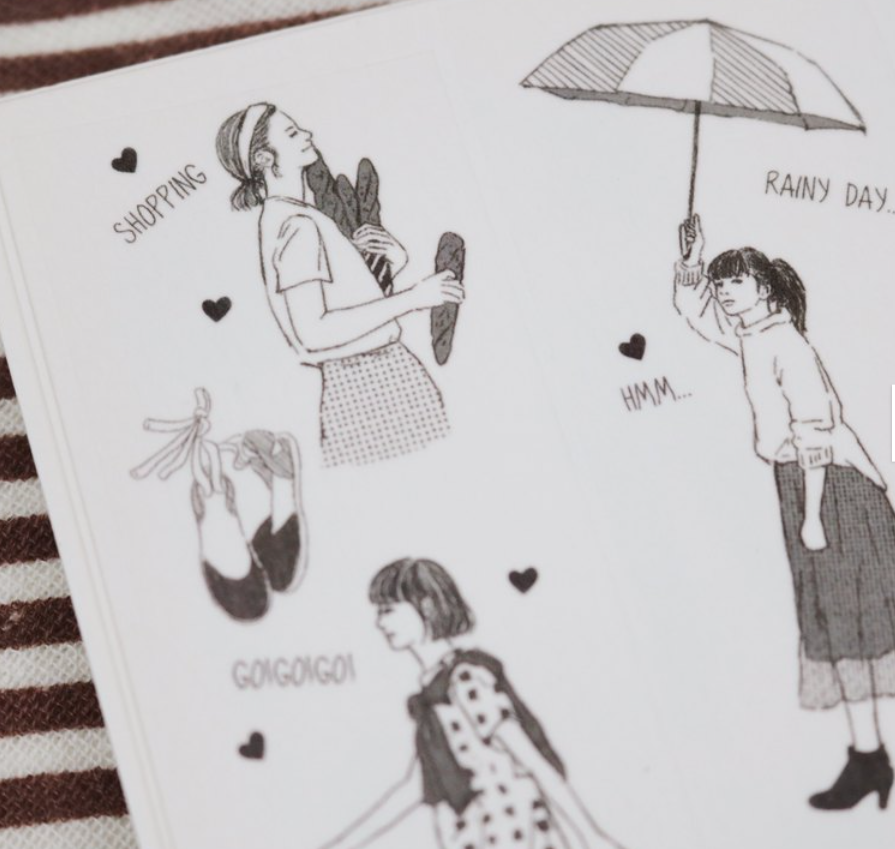 Bon Bon Brown Mono Girl Washi Masking Tape