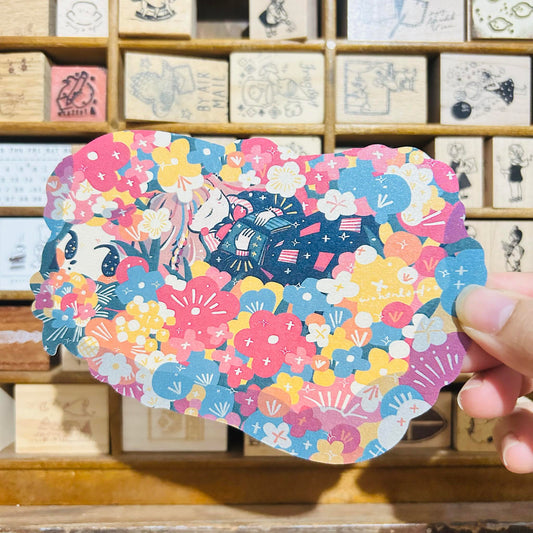 wohenlanduo Flower Ghost Die Cut Postcard
