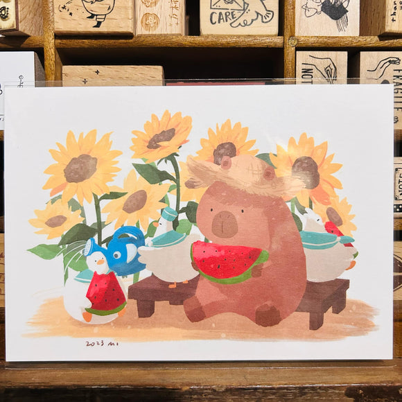 Sky Coffee Summer Sunflowers Postcard