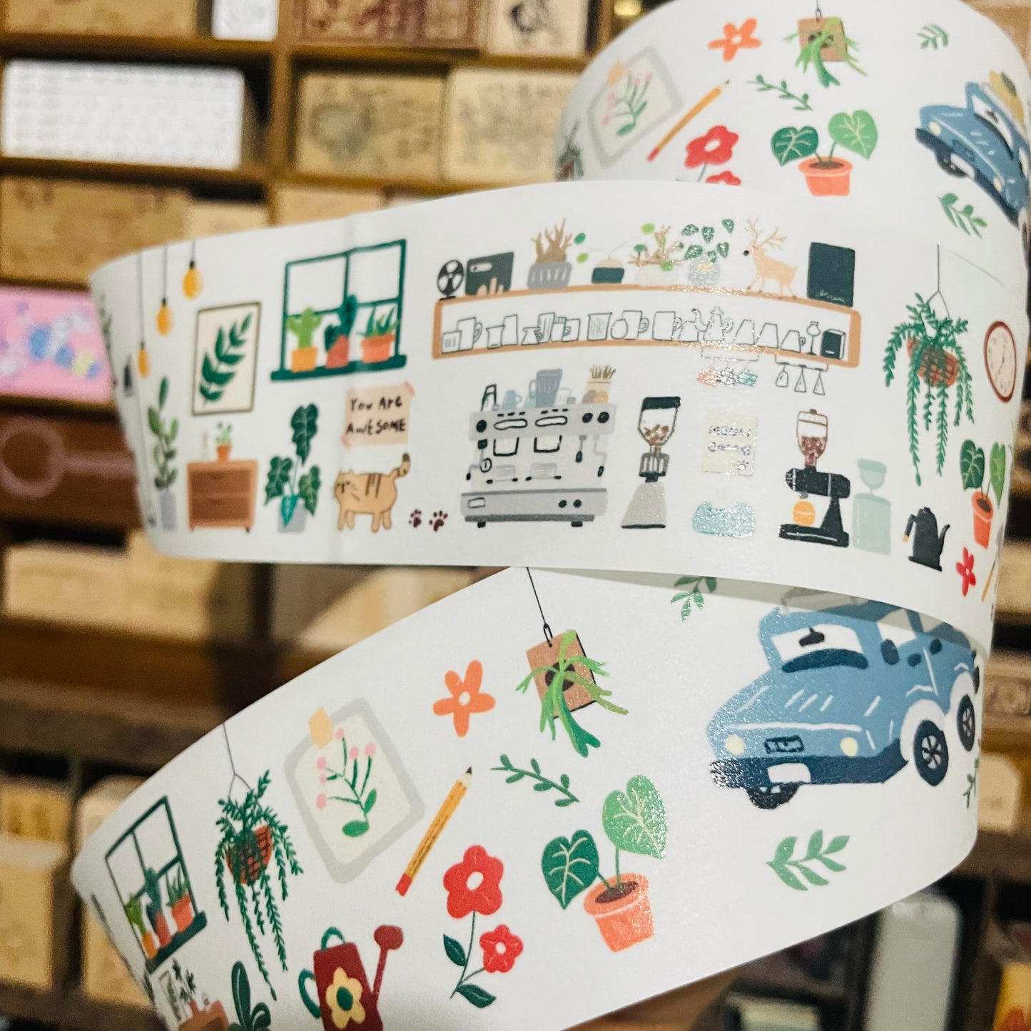 Naomi Zhi Plants and Objects Washi Tape Roll and Samples