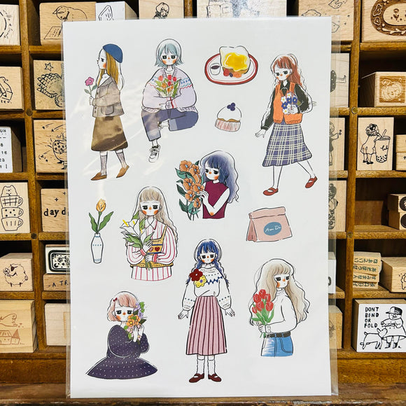 Ann Di Flower Girls A5 Sticker Sheet