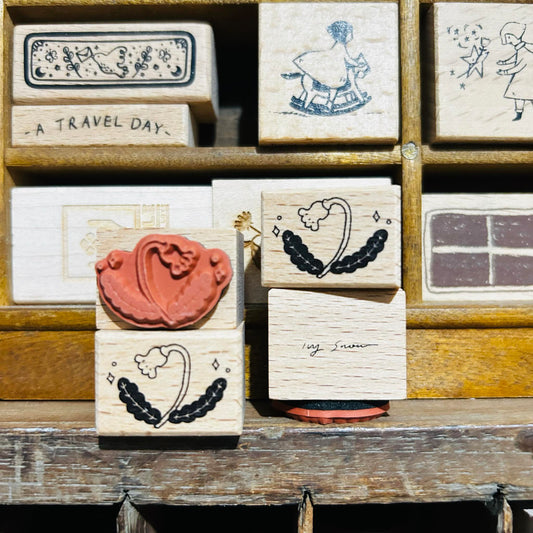Ivy Snow Flower Wood Rubber Stamp