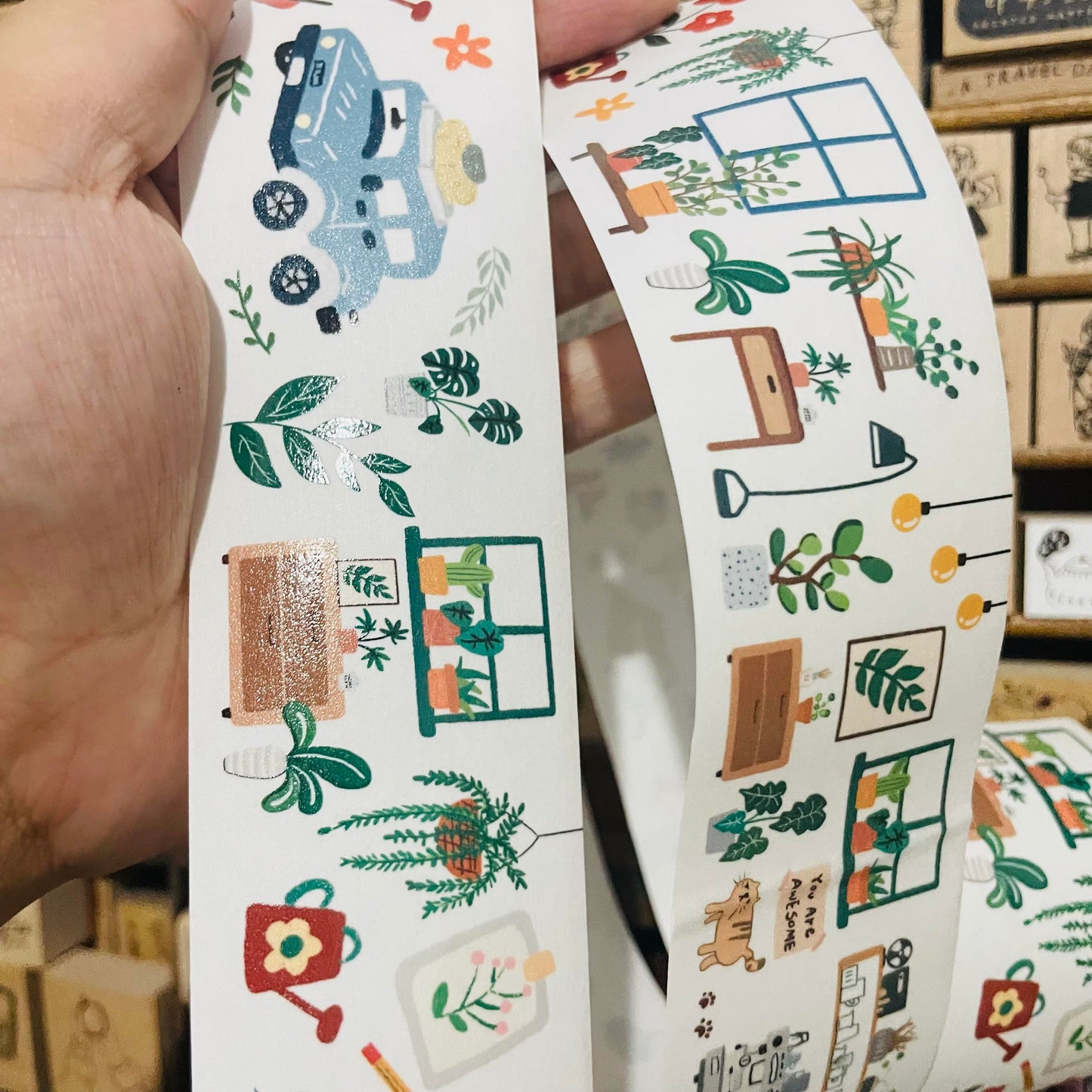 Naomi Zhi Plants and Objects Washi Tape Roll and Samples