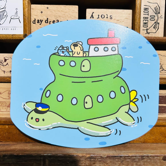 Bugcat Capoo Turtle Ship Die-cut Postcard