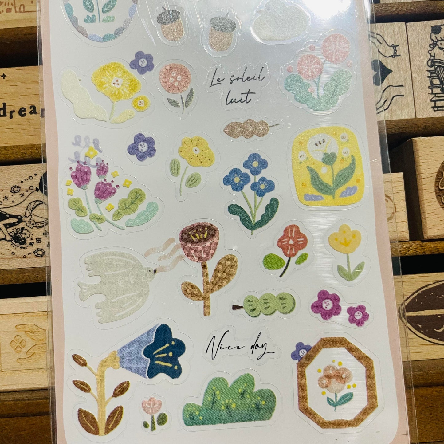 SUNNY Language of Flowers Pink Transparent Sticker Sheet