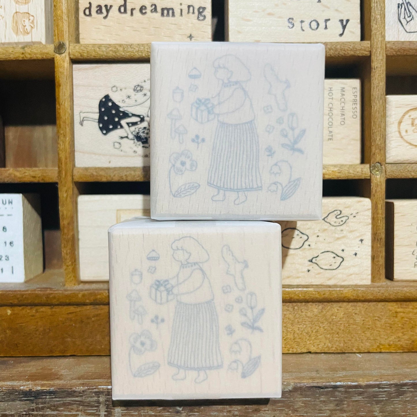 Ivy Snow Giving Wood Stamp