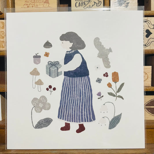 Ivy Snow Giving Postcard