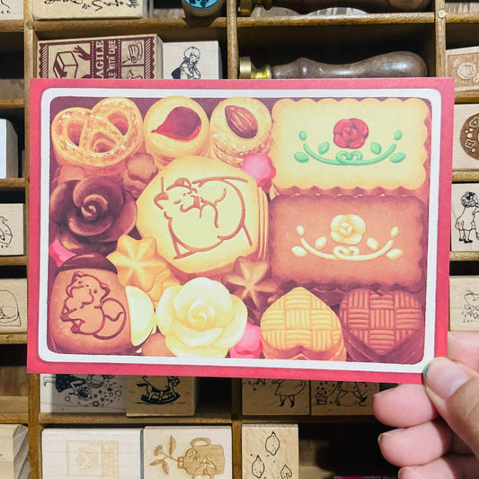 Kitsunebiyori Red Cookie Box Postcard
