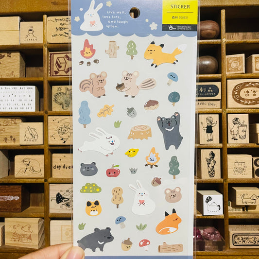 BERG Blue Forest Animals Sticker Sheet