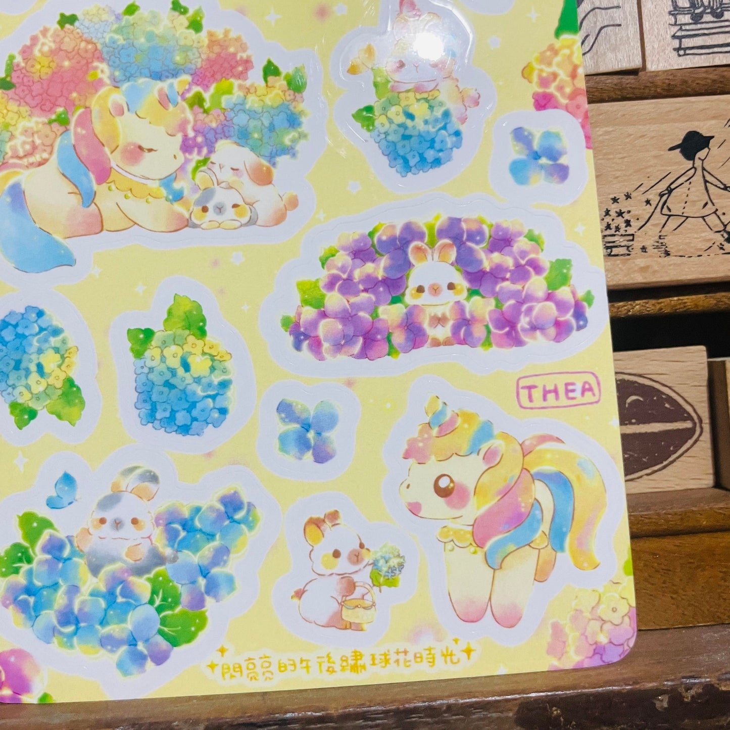 Thea Illustration Golden Afternoon Hydrangea sticker sheet