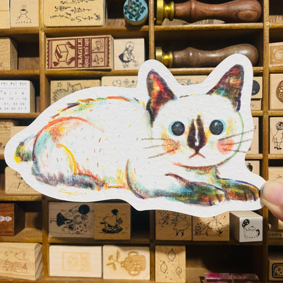 Dayuyoyo White Cat-Shaped Postcard