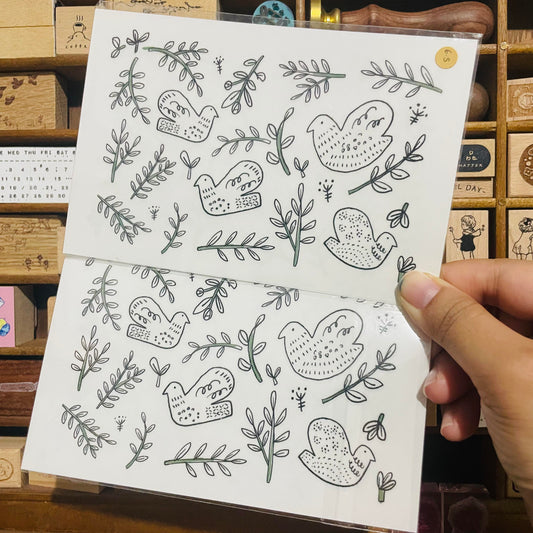 Evakaku Stamp Illustration Transfer Sticker Sheet Pack
