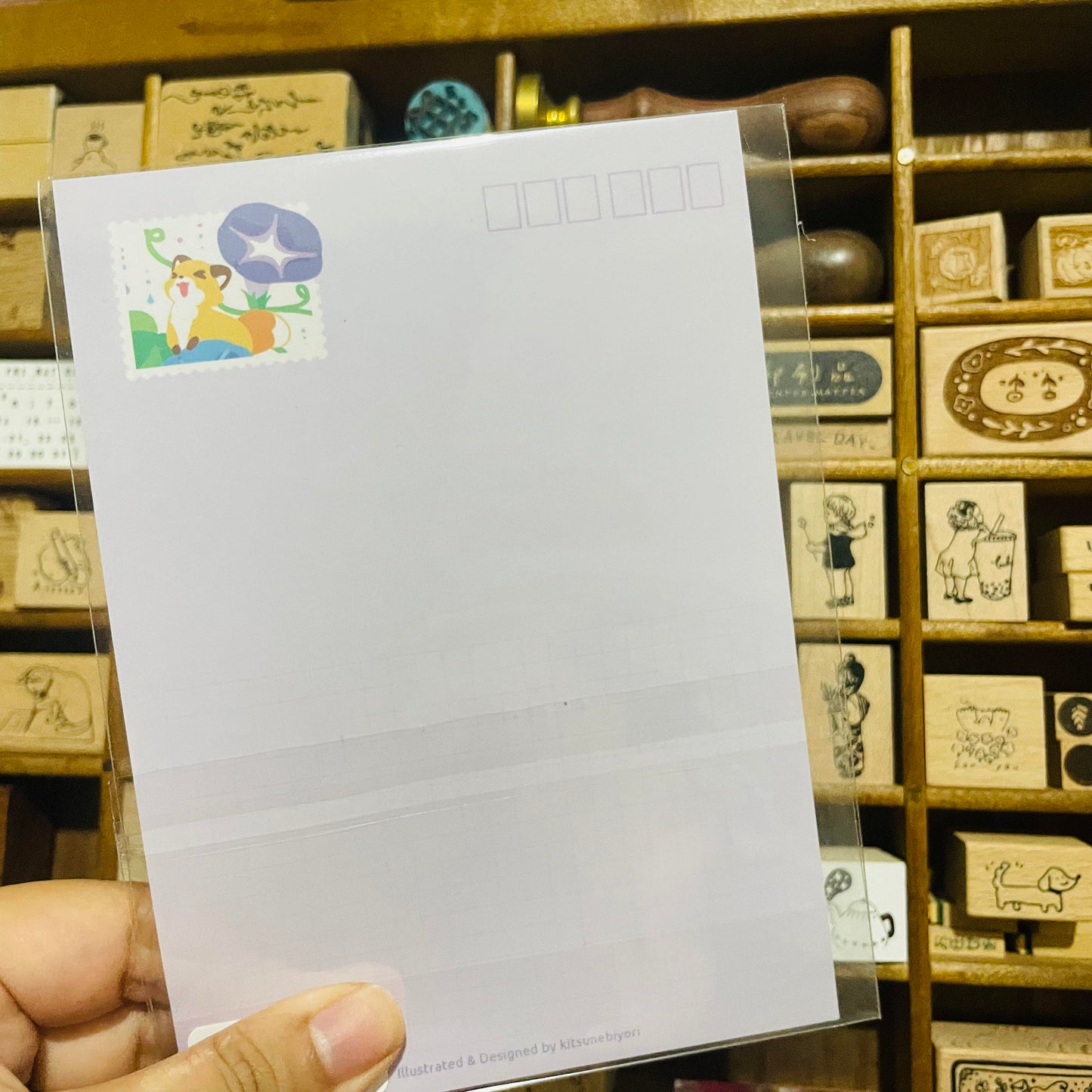 Kitsunebiyori Morning Glory Tile Postcard