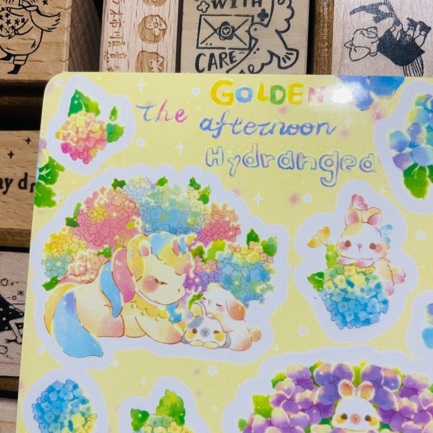 Thea Illustration Golden Afternoon Hydrangea sticker sheet