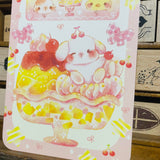 Thea Illustration Pastel Bunny Pudding Mango Postcard
