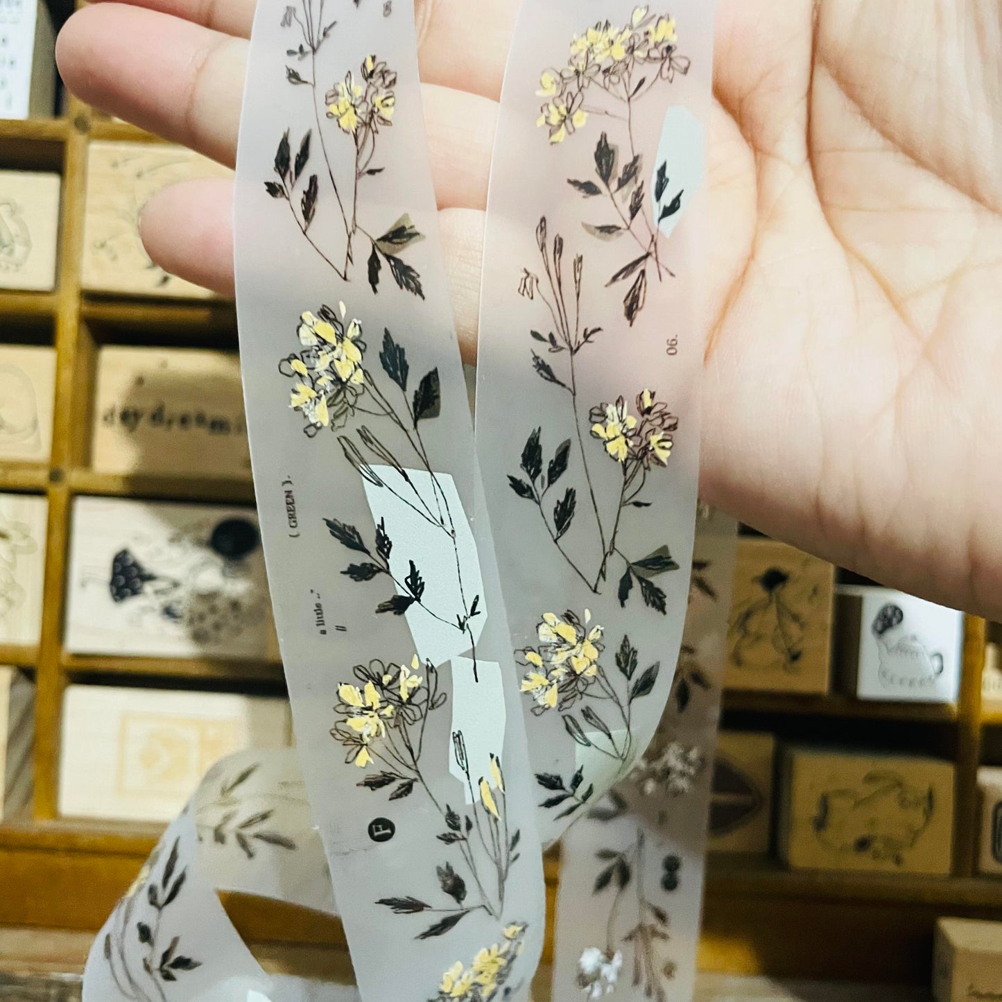 somesortoffern a little yellow and green PET Tape Roll and Samples