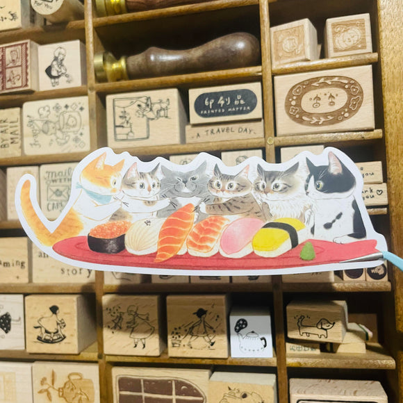 Davidcookslove Nigiri Sushi Cat Waterproof Sticker
