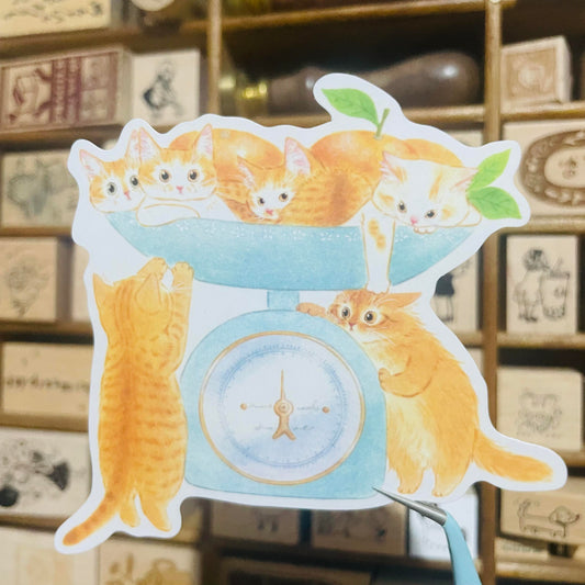 Davidcookslove Orange Weight Cat Waterproof Sticker