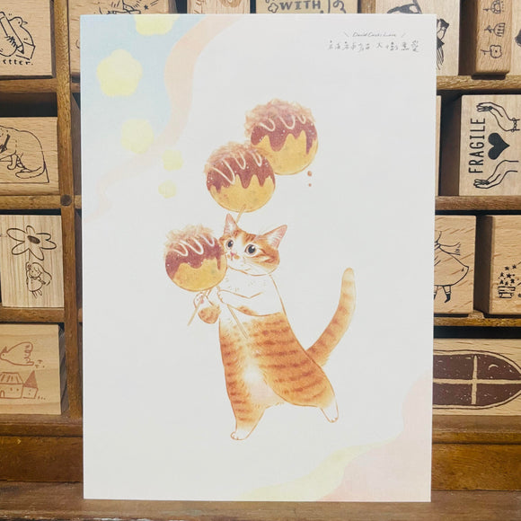 Davidcookslove Takoyaki Skewer Cat Postcard