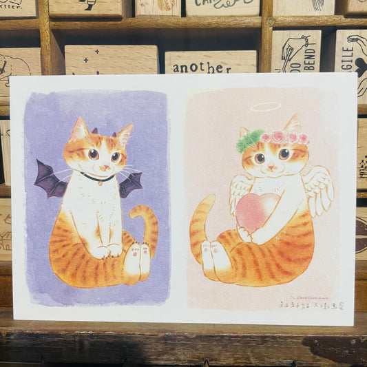 Davidcookslove Angel and Devil Cat Postcard