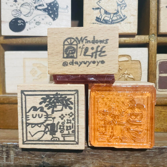 Dayuyoyo Limited Cat Watering Wood Rubber Stamp