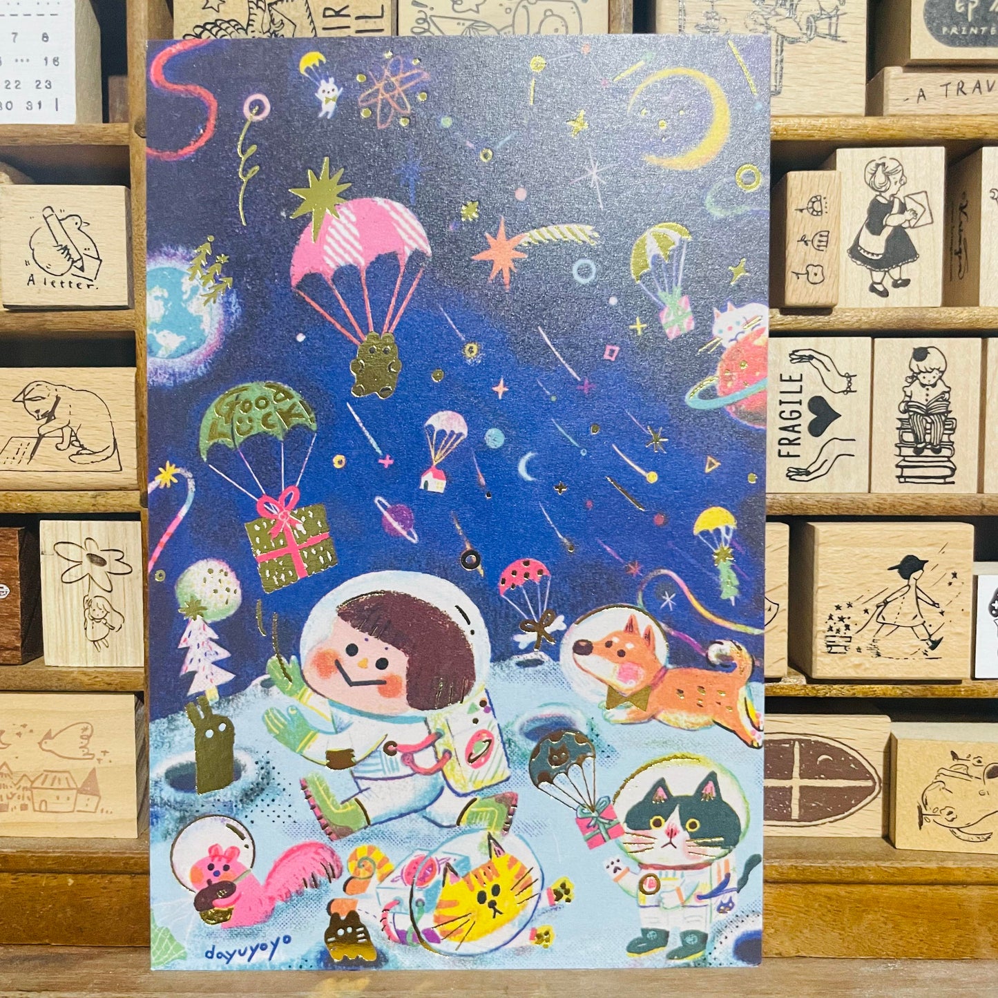 Dayuyoyo Space Gold Foiled Big Postcard