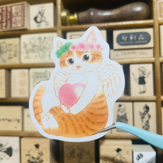 Davidcookslove Angel Cat Waterproof Sticker