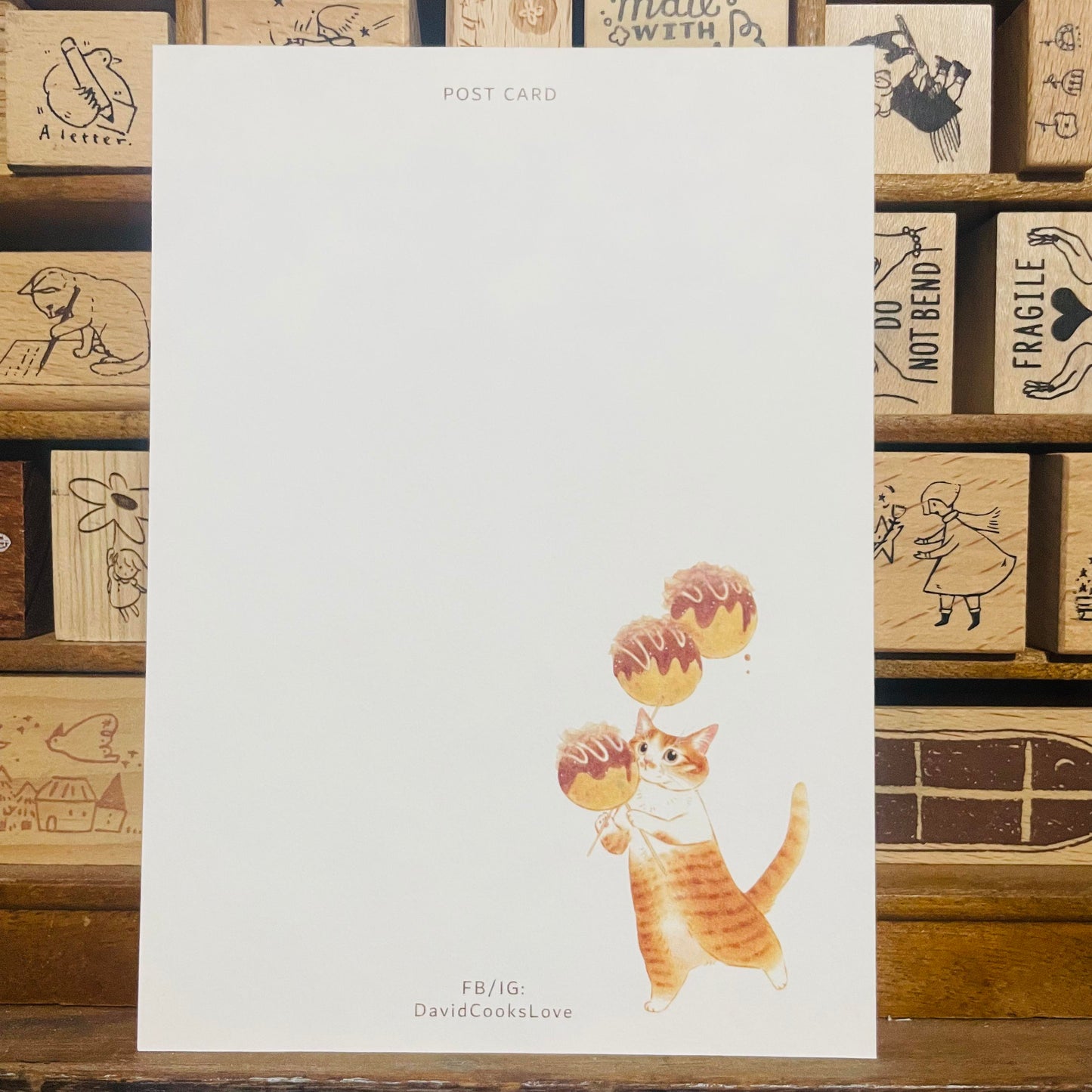 Davidcookslove Takoyaki Skewer Cat Postcard