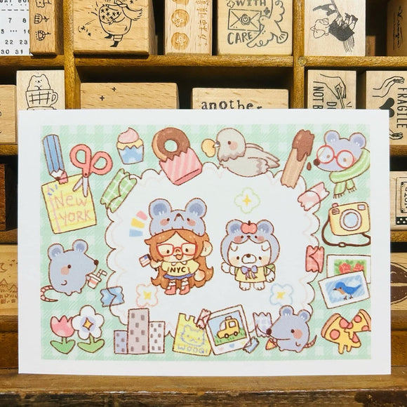 Tokubetsumemori x wooqiart New York Postcard