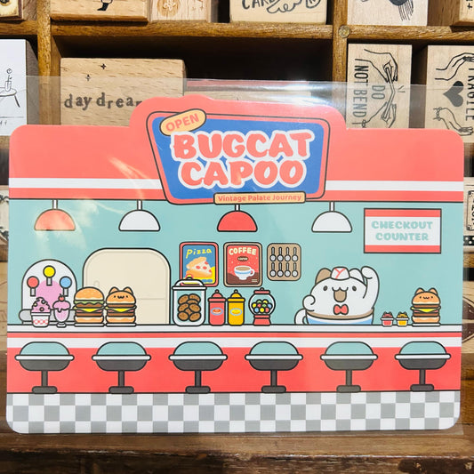 Bugcat Capoo Hamburger Counter Die-cut Paper Postcard