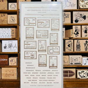 Oeda Letterpress Brown Sticker Sheet