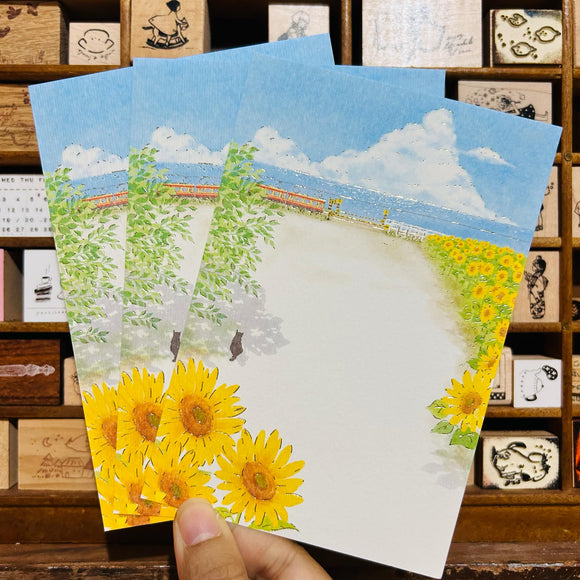 Sanri Cat Sunflower Foiled Postcard Pack