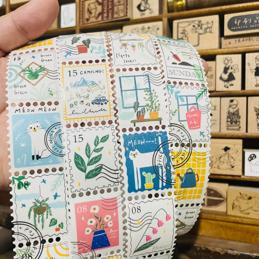 Naomi Zhi Plants Stamp Washi Tape Roll and Samples