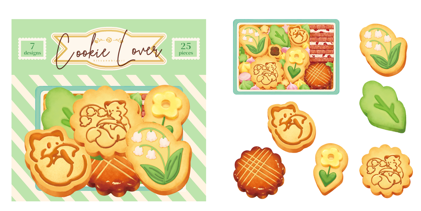 Kitsunebiyori Green Cookie Box Sticker Pack