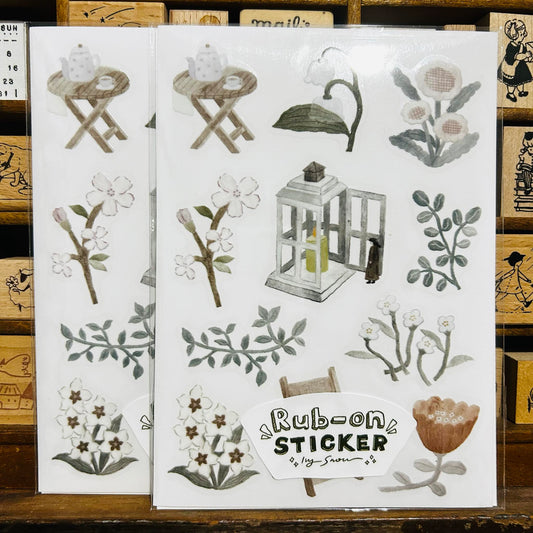Ivy Snow Afternoon Garden Rub-On Sticker Sheet