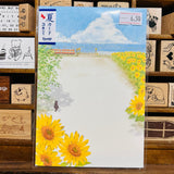 Sanri Cat Sunflower Foiled Postcard Pack