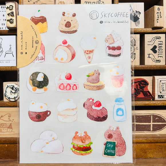 Sky Coffee Desserts Transfer Sticker Sheet Set