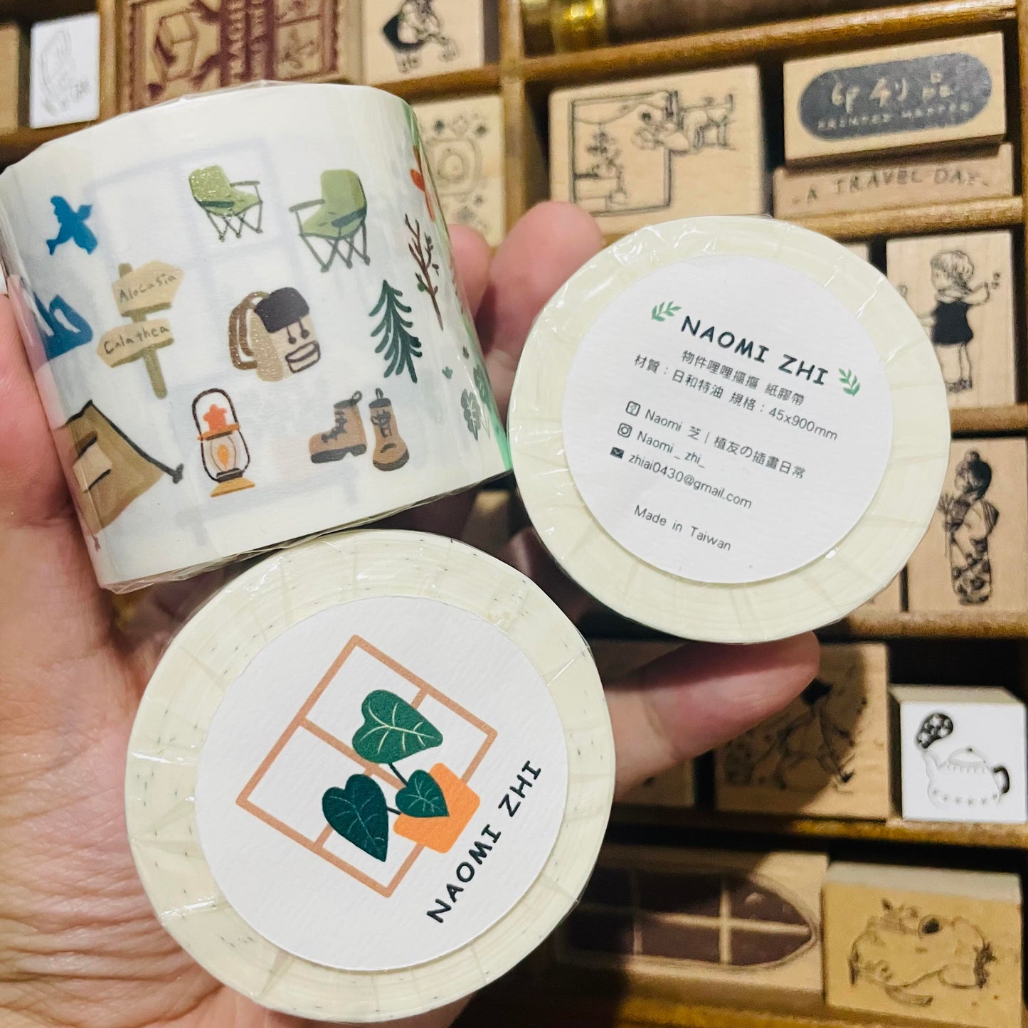 Naomi Zhi Plants and Objects Washi Tape Roll and Samples