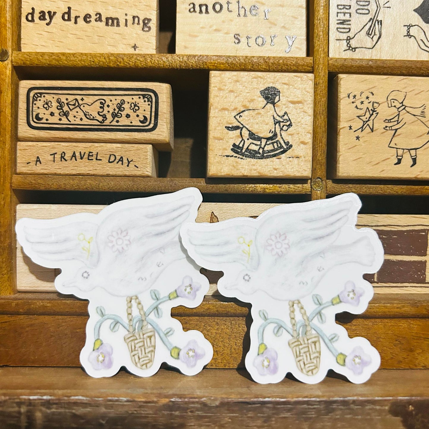 misshoegg Market-only Bird with Basket Sticker