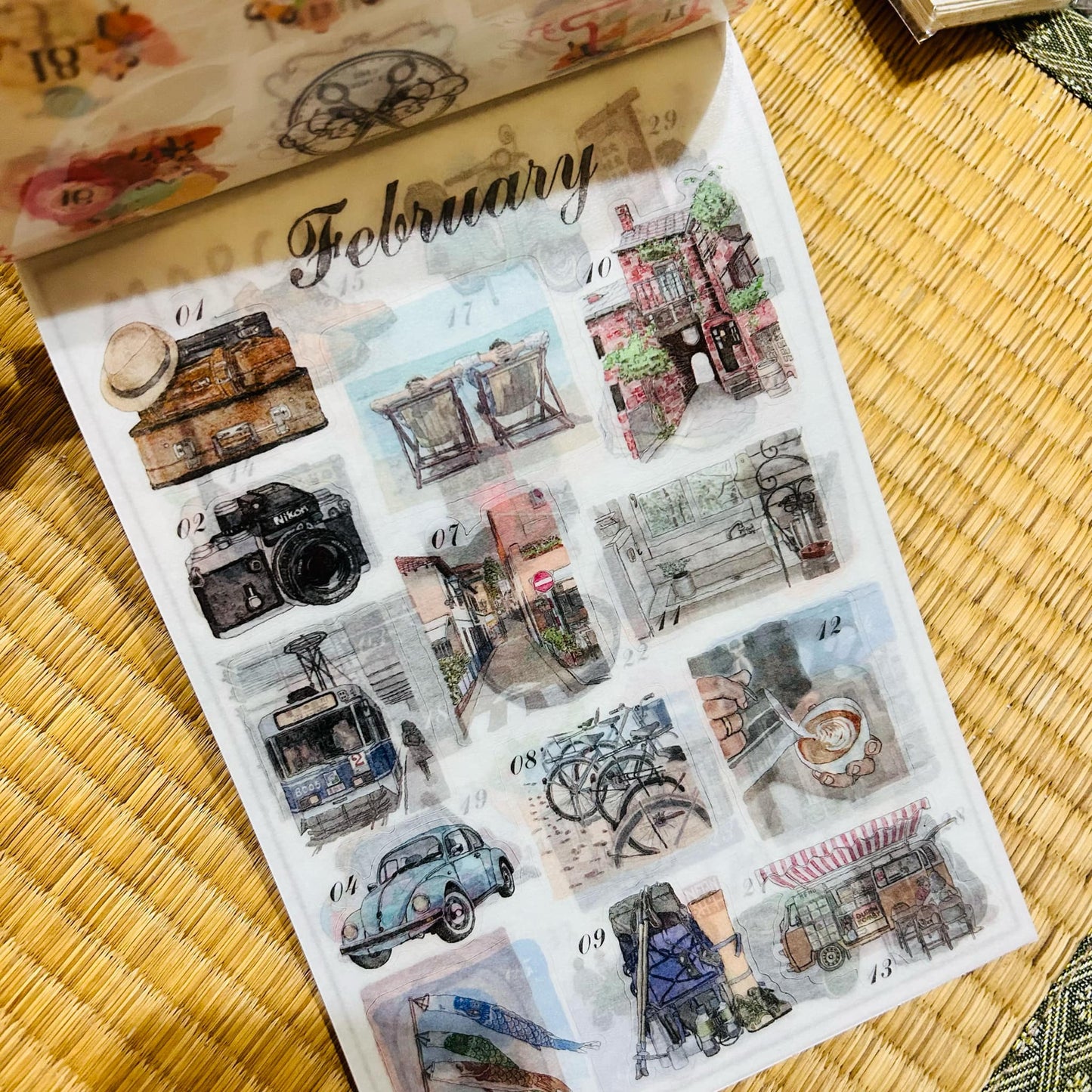2024 Washi Date Black Daily Sticker Book