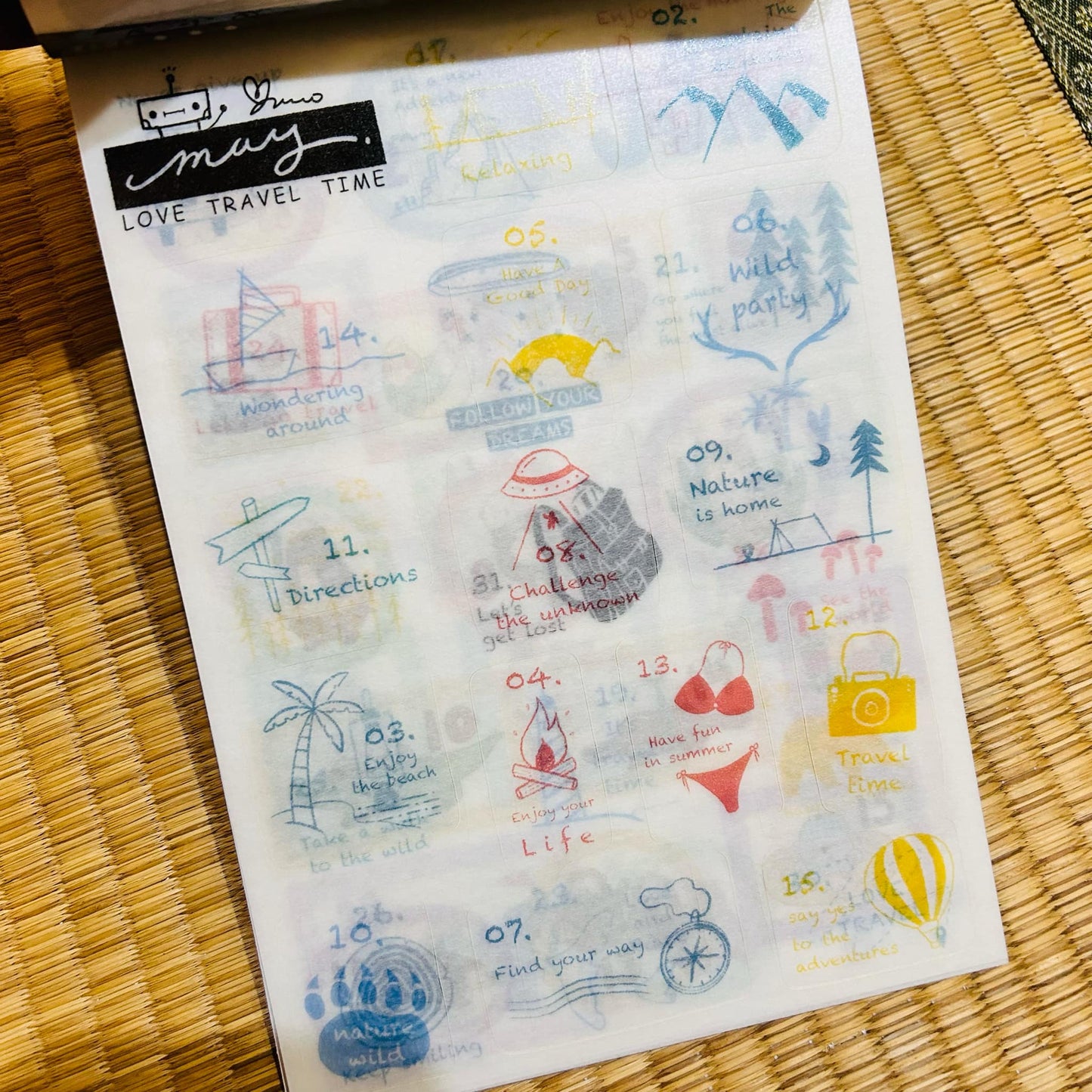 2022 Washi Date Camp/Travel Themed Daily Sticker Book