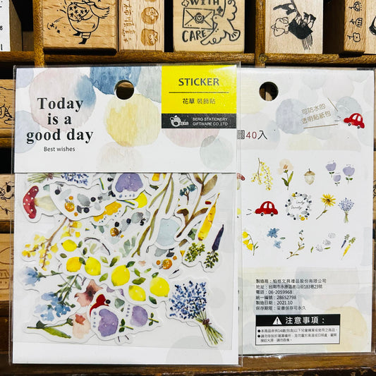BERG x Pion Watercolor Flowers #1 Sticker Flakes Pack