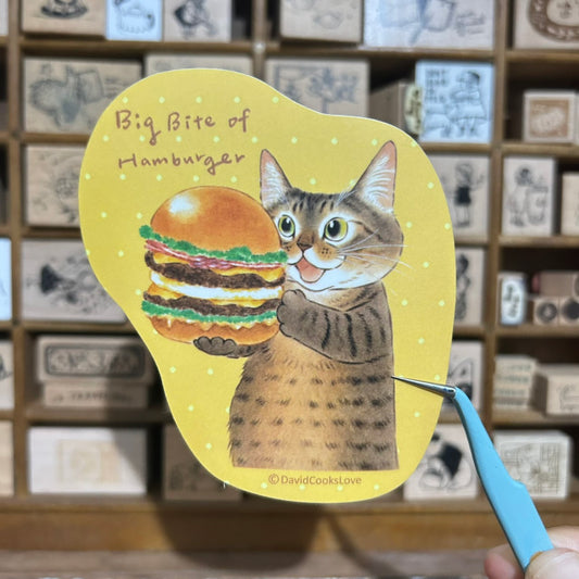 Davidcookslove Hamburger Cat Waterproof Sticker