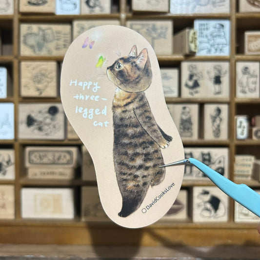 Davidcookslove 3-Legged Cat Waterproof Sticker