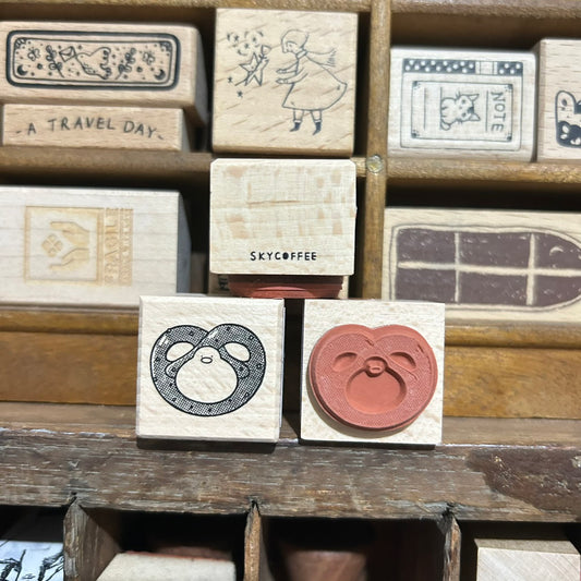 Sky Coffee Pretzel Duck Rubber Stamp