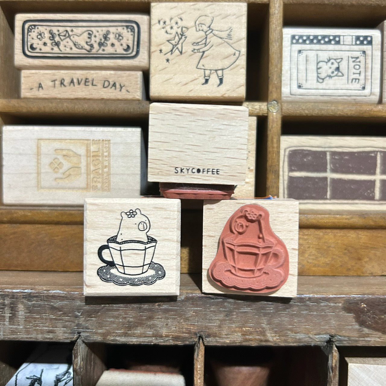 Sky Coffee Cabybara Cup Rubber Stamp