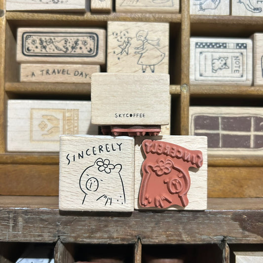 Sky Coffee Sincerely Rubber Stamp